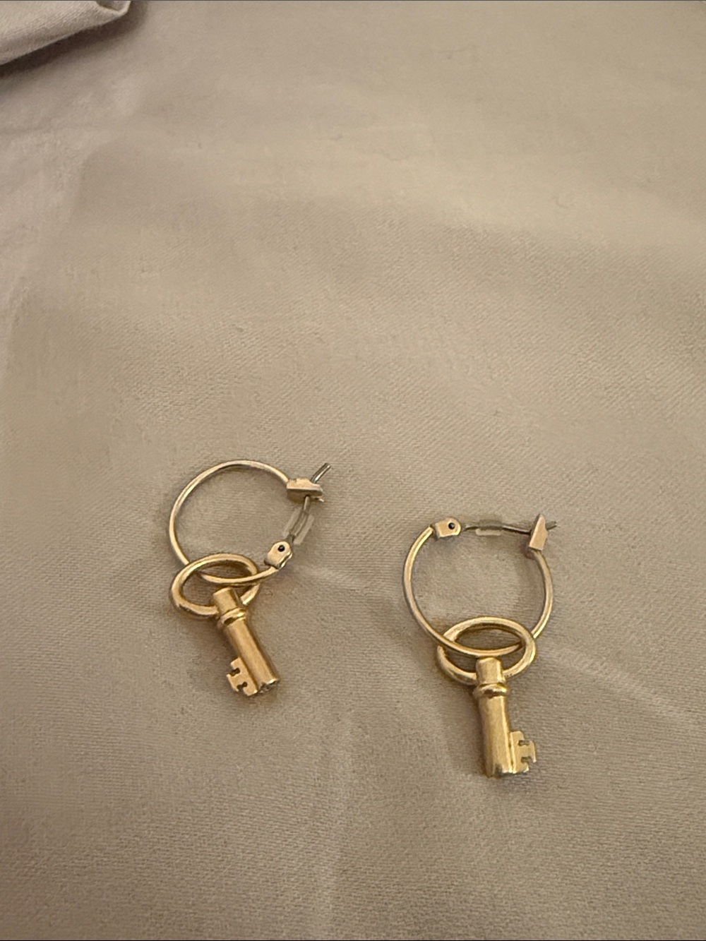 Tory burch Gold Key Charm Hoop Earrings - Women Jewelry